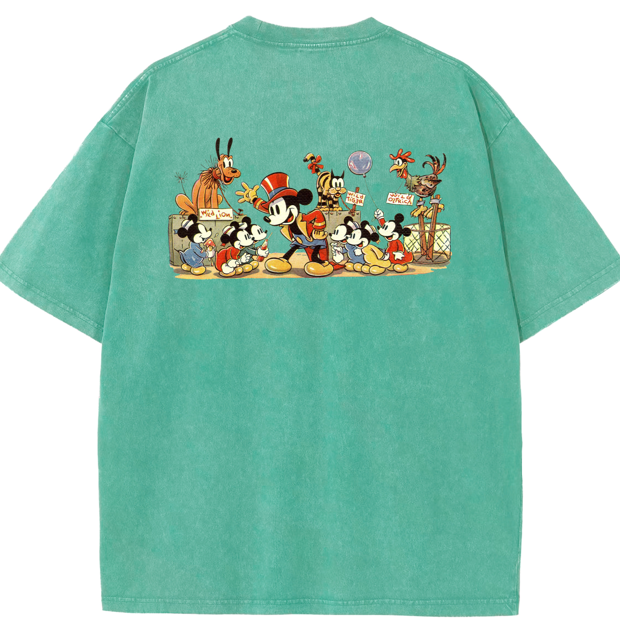 （画像用） ミッキーマウス Mickey Mouse 綿100% ヴィンテージ風 半袖Tシャツ（背面プリント）